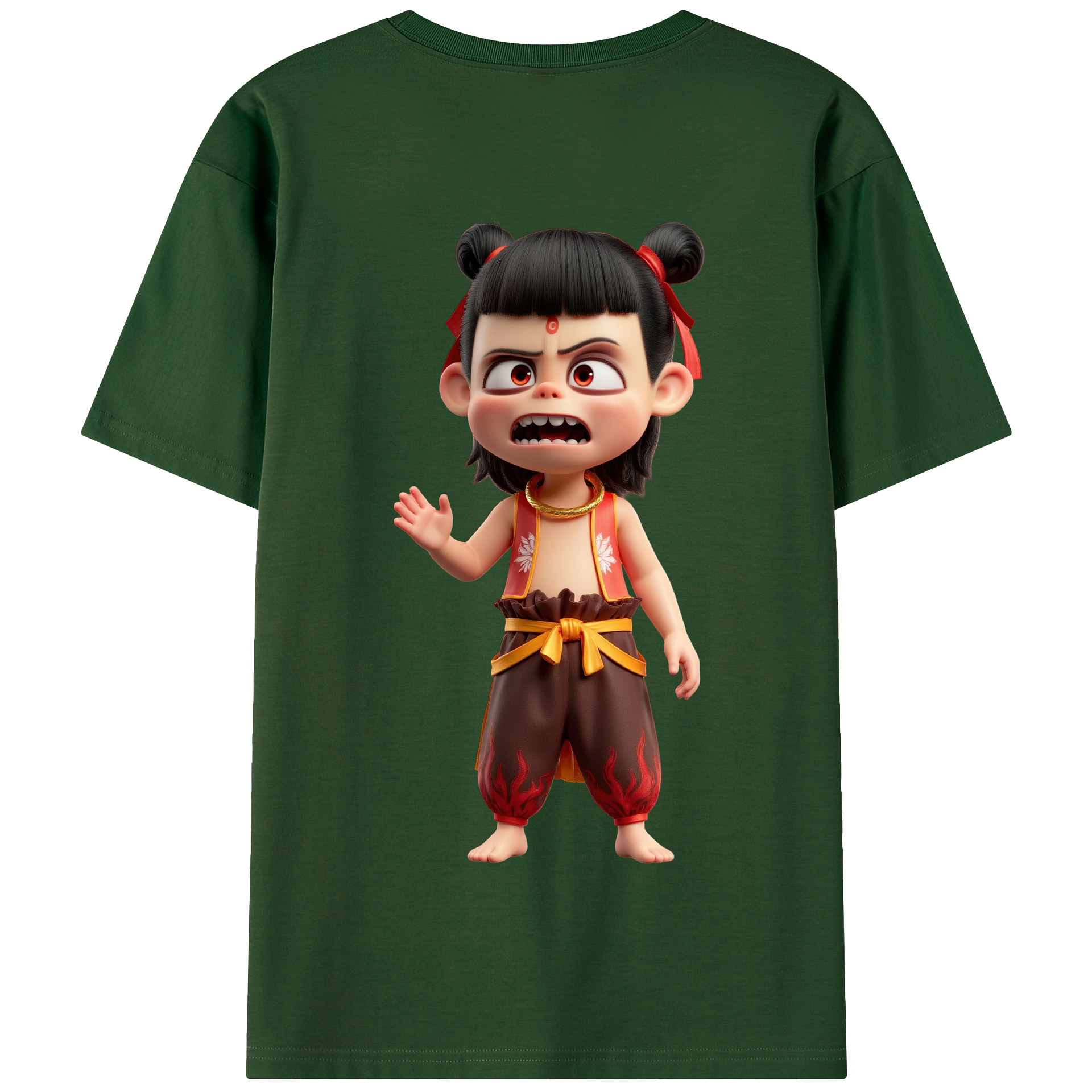 （画像用） Ne Zha 2 ナタ 魔童の大暴れ 綿100％半袖Tシャツ（背面プリント）